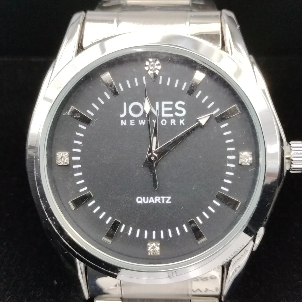 NWT Jones New York Silver Black Casual Preppy Elegant Formal Metallic Watch